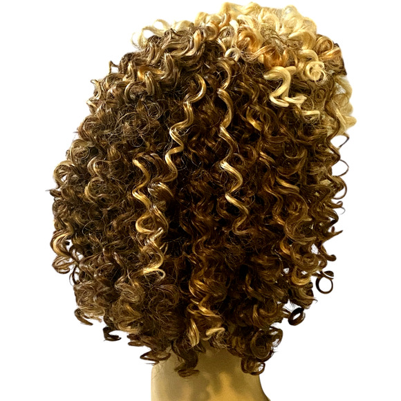 ASHRO Katrina Wig Kinky Curly Locs Brown Blonde Ombre Synthetic Hair  NWT - Picture 9 of 14